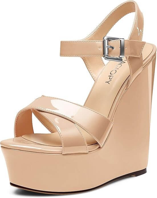 beige MAGIOPY Women's High Wedge Heel